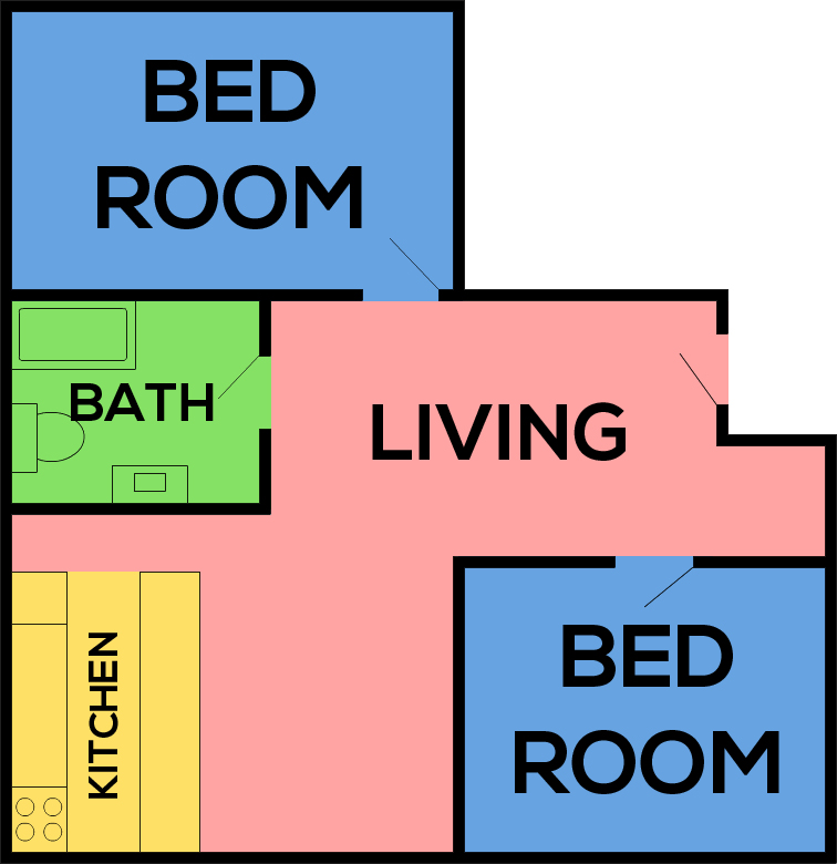 This image is the visual schematic representation of Plan C (Upstairs) in Mayberry Colony Apartments.
