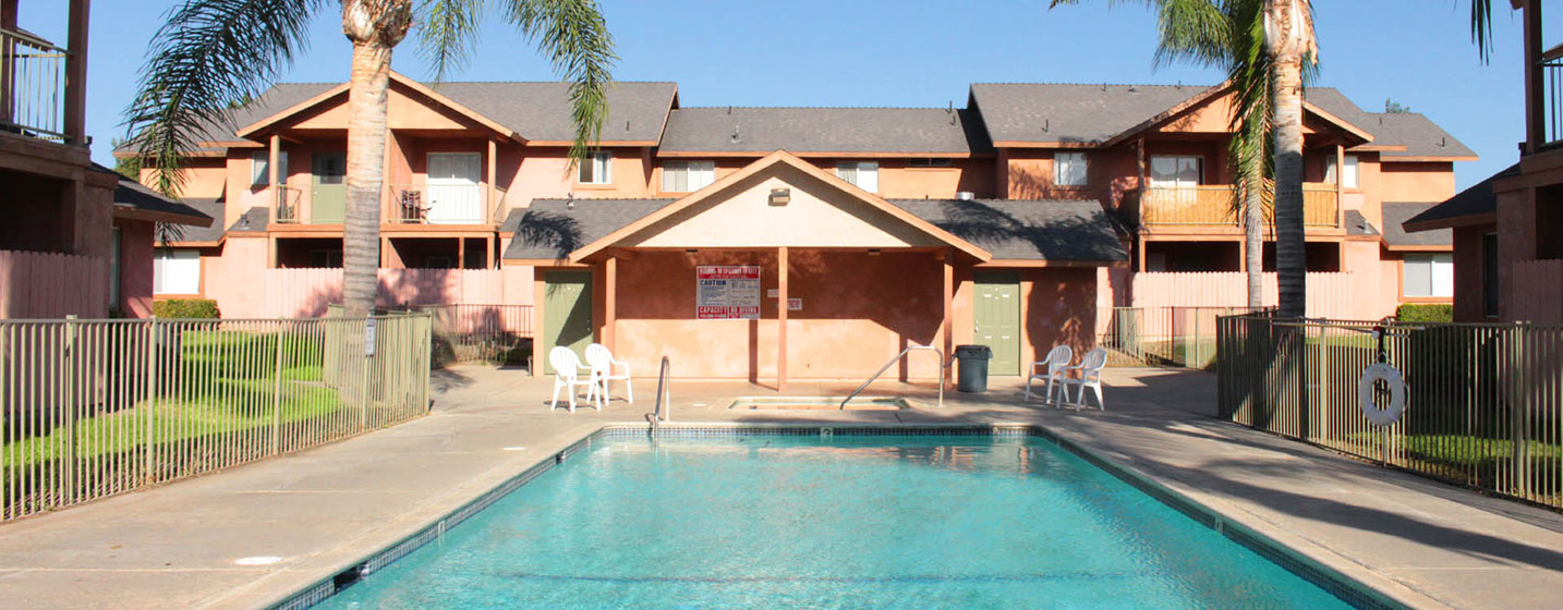 This image shows the Mayberry Colony apartment swimming pool